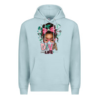 Blue Mist afro messy bun diva life Premium Hoodie - texasbilliewilder