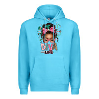 Ocean Blue afro messy bun diva life Premium Hoodie - texasbilliewilder