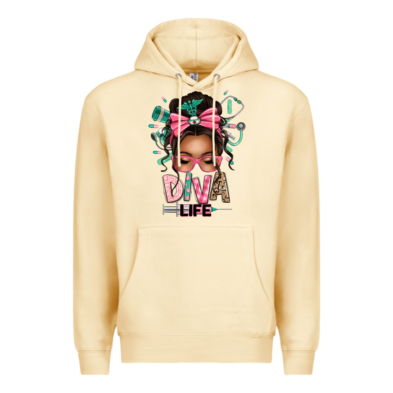 Afro Messy Bun Diva Life Premium Hoodie by texasbilliewilder | Teevron