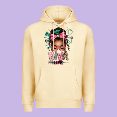 Premium Hoodie afro messy bun diva life