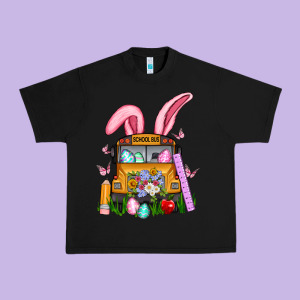 School Bus Easter Urban Heavy Tee Designed By Artiststas