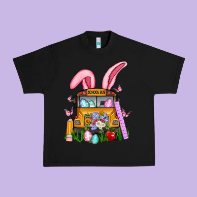 School Bus Easter Urban Heavy Tee Designed By Artiststas