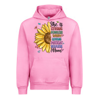 Fuchsia Pink she is strong fearless warm loving mom Urban Hoodie - MaliasSmallBusiness