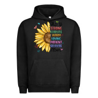 Pigment Black she is strong fearless warm loving mom Urban Hoodie - MaliasSmallBusiness