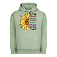 Pigment Oil Green she is strong fearless warm loving mom Urban Hoodie - MaliasSmallBusiness