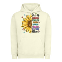 Pigment Pistachio she is strong fearless warm loving mom Urban Hoodie - MaliasSmallBusiness