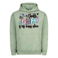 Pigment Oil Green the gym is my happy place Urban Hoodie - MaliasSmallBusiness