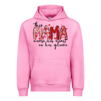 Fuchsia Pink this mama wears her heart on her gleeve Urban Hoodie - MaliasSmallBusiness