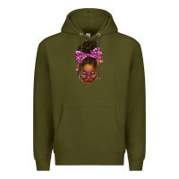 Army Green sorority colors purple carol afro messy bun woman Premium Hoodie - texasbilliewilder