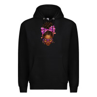 Black sorority colors purple carol afro messy bun woman Premium Hoodie - texasbilliewilder