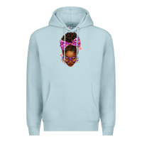 Blue Mist sorority colors purple carol afro messy bun woman Premium Hoodie - texasbilliewilder