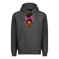 Charcoal Heather sorority colors purple carol afro messy bun woman Premium Hoodie - texasbilliewilder