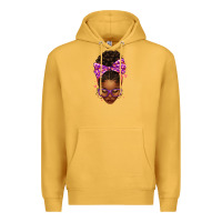 Mustard sorority colors purple carol afro messy bun woman Premium Hoodie - texasbilliewilder