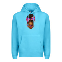 Ocean Blue sorority colors purple carol afro messy bun woman Premium Hoodie - texasbilliewilder
