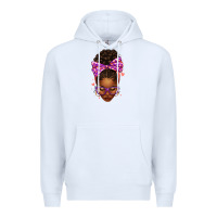 White sorority colors purple carol afro messy bun woman Premium Hoodie - texasbilliewilder