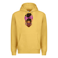 Antique Gold sorority colors purple carol afro messy bun woman Premium Hoodie - texasbilliewilder