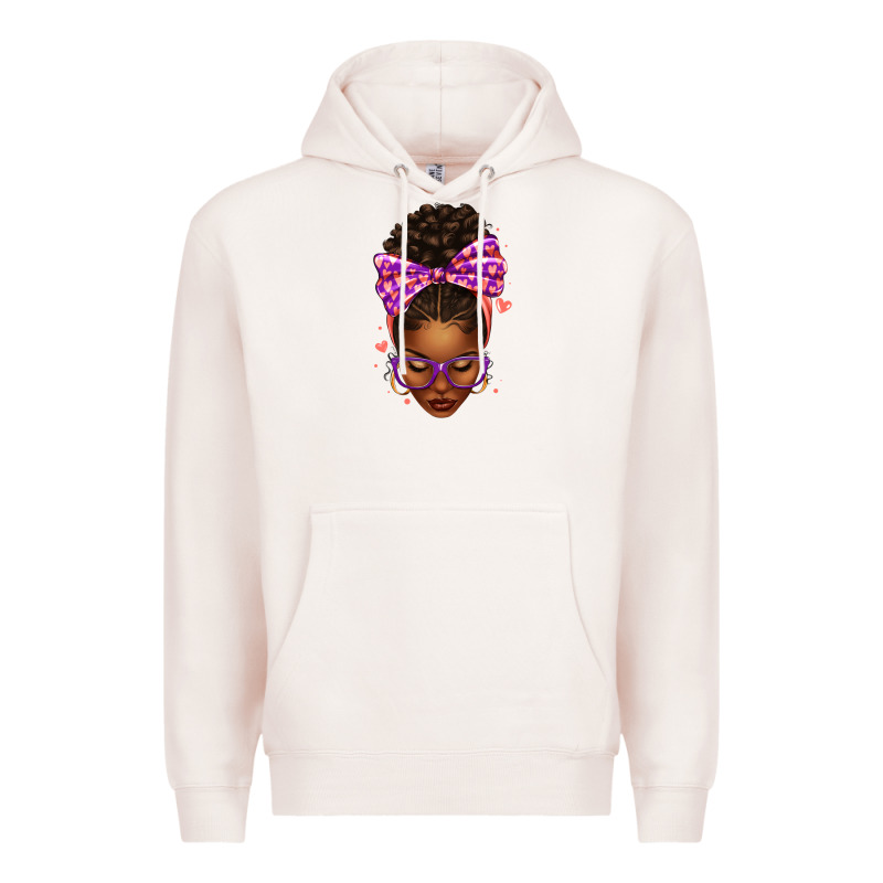 Sorority Colors Purple Carol Afro Messy Bun Woman Premium Hoodie by texasbilliewilder | Teevron