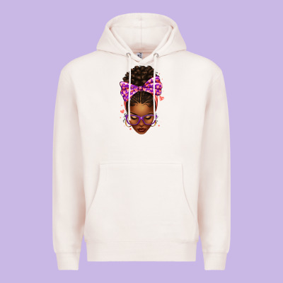 Premium Hoodie sorority colors purple carol afro messy bun woman