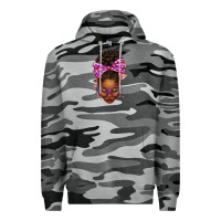 Slate Camo sorority colors purple carol afro messy bun woman Premium Hoodie - texasbilliewilder
