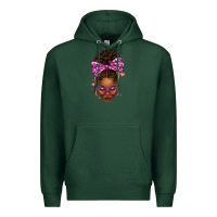Sports Green sorority colors purple carol afro messy bun woman Premium Hoodie - texasbilliewilder