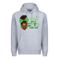 Heather Grey sorority colors green its the self love for me afr Premium Hoodie - texasbilliewilder