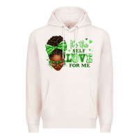 Pale Pink sorority colors green its the self love for me afr Premium Hoodie - texasbilliewilder