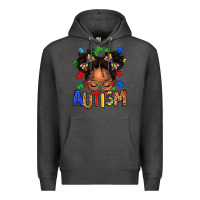 Charcoal Heather autism afro girl Premium Hoodie - texasbilliewilder