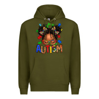 Army Green autism afro girl Premium Hoodie - texasbilliewilder