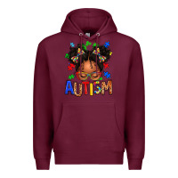 Burgundy autism afro girl Premium Hoodie - texasbilliewilder