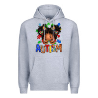 Heather Grey autism afro girl Premium Hoodie - texasbilliewilder