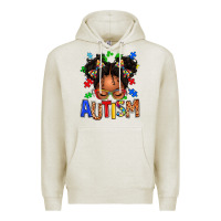 Oatmeal Heather autism afro girl Premium Hoodie - texasbilliewilder