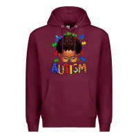 Burgundy autism afro kid Premium Hoodie - texasbilliewilder