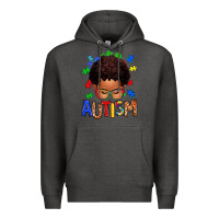 Charcoal Heather autism afro kid Premium Hoodie - texasbilliewilder