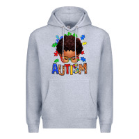 Heather Grey autism afro kid Premium Hoodie - texasbilliewilder