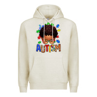 Oatmeal Heather autism afro kid Premium Hoodie - texasbilliewilder