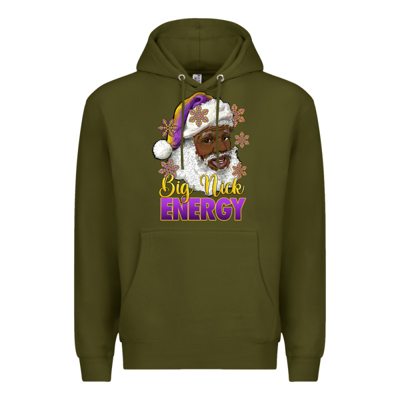 Big Nick Energy Purple And Gold Afro Santa Premium Hoodie by RanaPortraitStore | Teevron