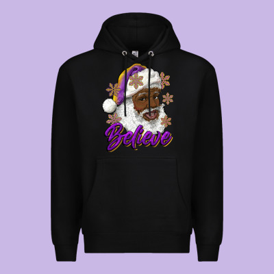 Premium Hoodie believe purple and gold african american santa