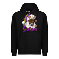 Black believe purple and gold african american santa Premium Hoodie - RanaPortraitStore