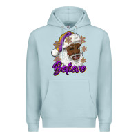 Blue Mist believe purple and gold african american santa Premium Hoodie - RanaPortraitStore
