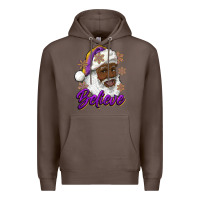 Coffee believe purple and gold african american santa Premium Hoodie - RanaPortraitStore