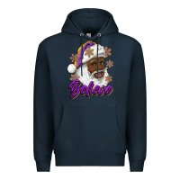 Navy believe purple and gold african american santa Premium Hoodie - RanaPortraitStore
