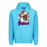 Ocean Blue believe purple and gold african american santa Premium Hoodie - RanaPortraitStore