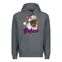 Rock believe purple and gold african american santa Premium Hoodie - RanaPortraitStore