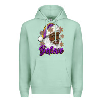 Seafoam believe purple and gold african american santa Premium Hoodie - RanaPortraitStore