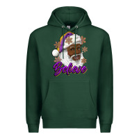 Sports Green believe purple and gold african american santa Premium Hoodie - RanaPortraitStore