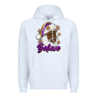White believe purple and gold african american santa Premium Hoodie - RanaPortraitStore