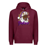 Burgundy believe purple and gold african american santa Premium Hoodie - RanaPortraitStore