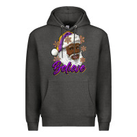 Charcoal Heather believe purple and gold african american santa Premium Hoodie - RanaPortraitStore
