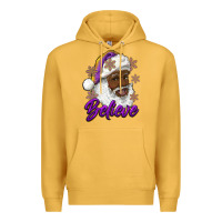 Mustard believe purple and gold african american santa Premium Hoodie - RanaPortraitStore