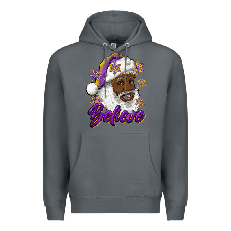 Believe Purple And Gold African American Santa Premium Hoodie by RanaPortraitStore | Teevron